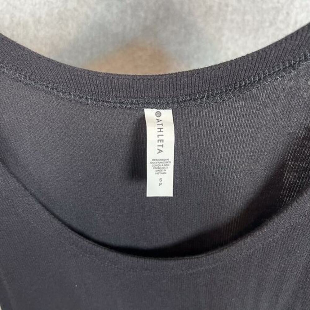 Athleta Size Small Black Well Rested Rib Sleep Sleeveless Tank Midi Dress - Picture 10 of 11
